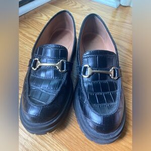 Last day! Madewell The Bradley Hardware Lugsole Loafer Croc Embossed Leather GUC